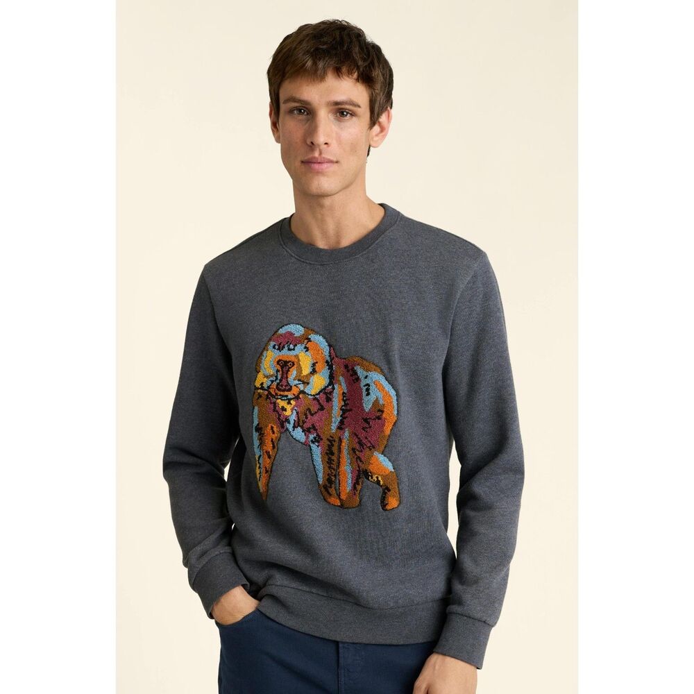 BONOBOS Critter Supersoft Fleece Crew Sweater Embroidered Long Sleeve S 283163
